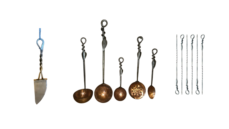 Hand-Forged Copper & Iron Kitchen Utensils