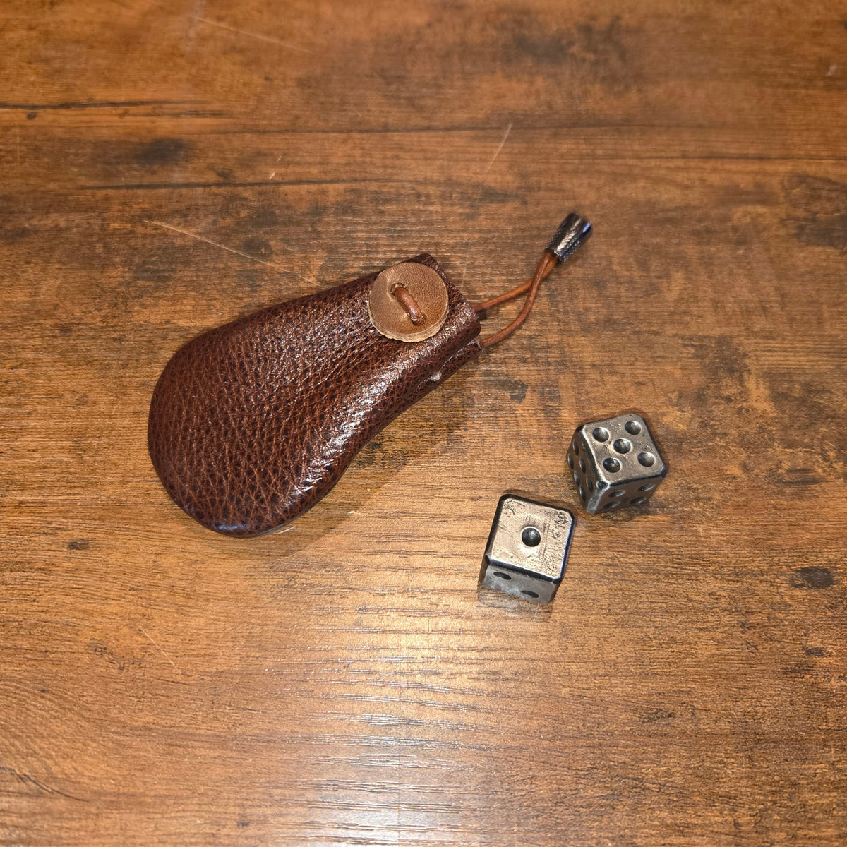 Iron Dice Gift Set — Metal Dice with Small Genuine Leather Pouch | Groomsmen & Men's Gift, Made in USA (Copy)