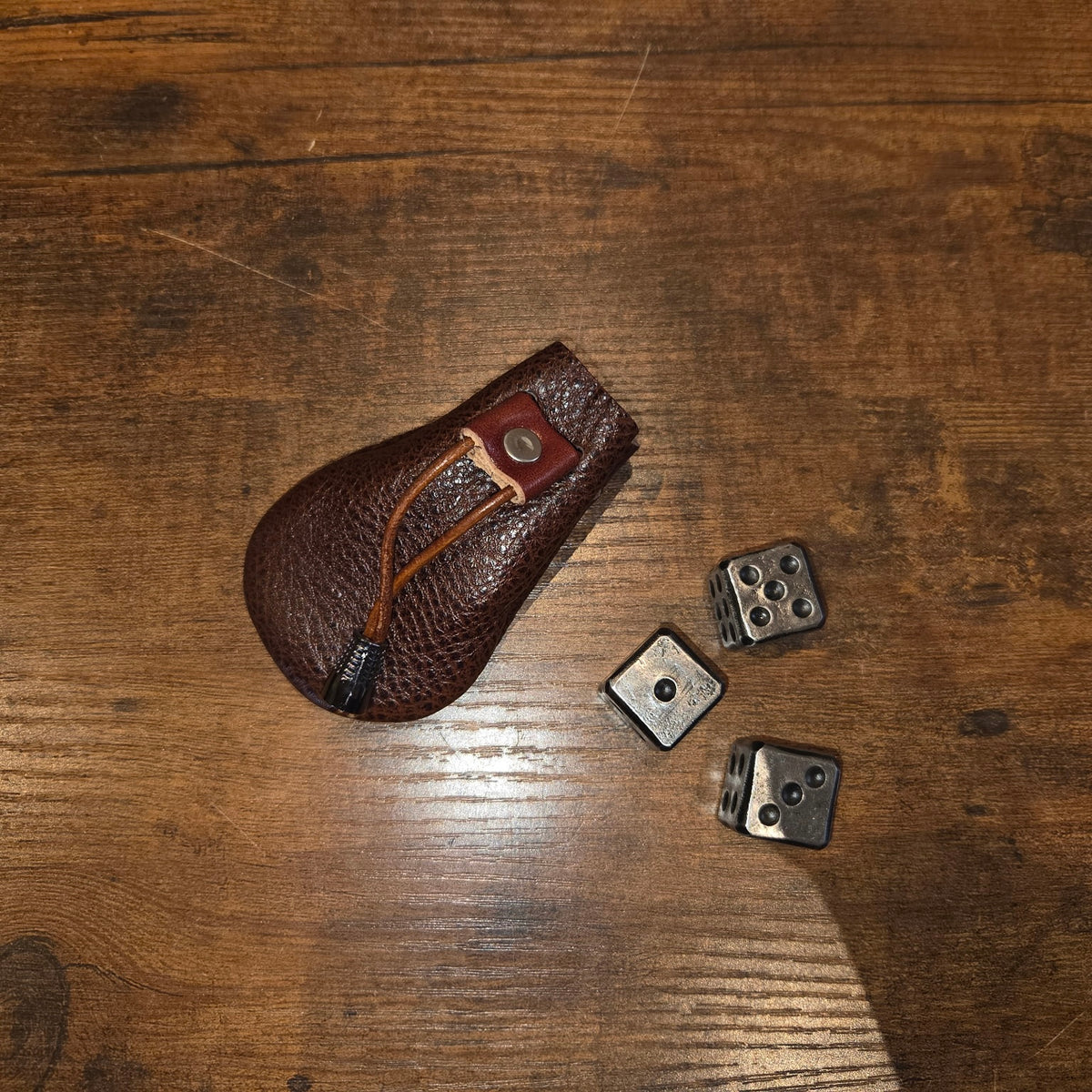 Iron Dice Gift Set — Metal Dice with Small Genuine Leather Pouch | Groomsmen & Men's Gift, Made in USA (Copy)