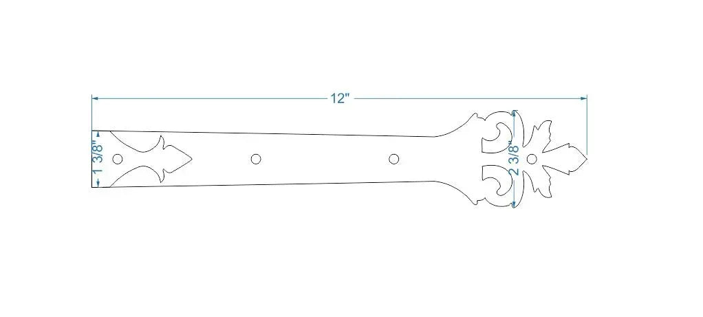 Roman Acanthus Wrought Iron Garage Door Dummy Hinge Strap - Old West Iron
