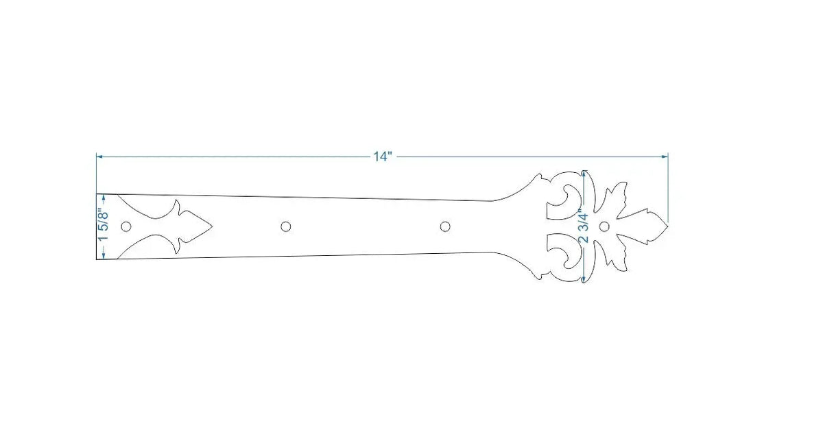 Roman Acanthus Wrought Iron Garage Door Dummy Hinge Strap - Old West Iron