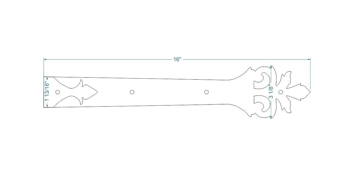 Roman Acanthus Wrought Iron Garage Door Dummy Hinge Strap - Old West Iron
