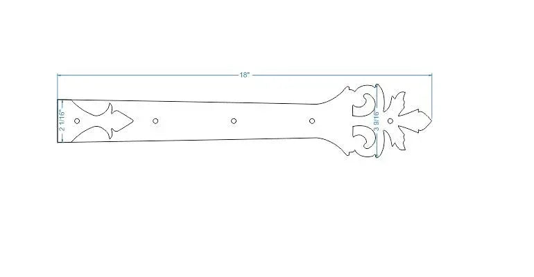 Roman Acanthus Wrought Iron Garage Door Dummy Hinge Strap - Old West Iron