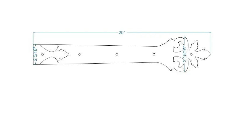 Roman Acanthus Wrought Iron Garage Door Dummy Hinge Strap - Old West Iron