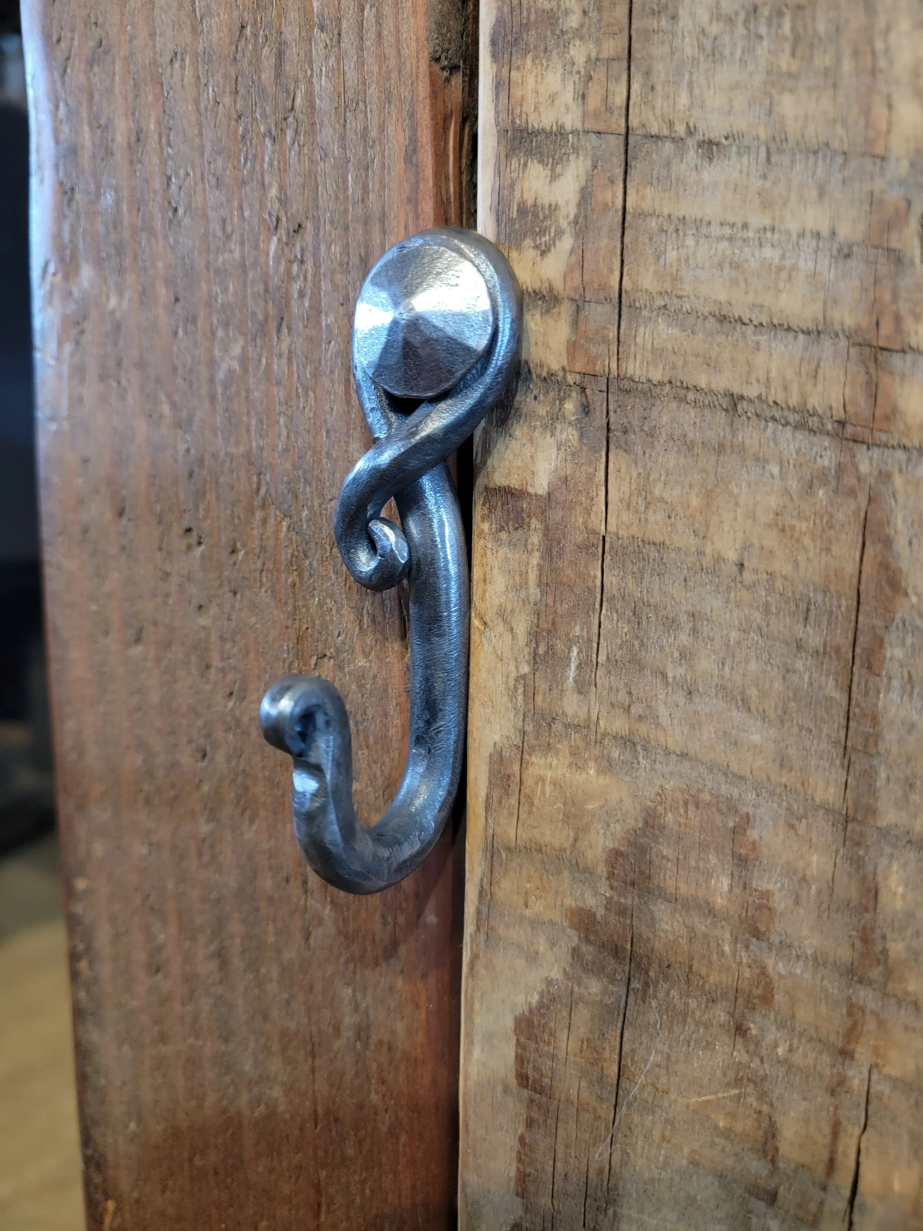 Hand Forged Iron Hook and Nail – Rustic Wrought Iron Wall Hook for Farmhouse Decor - Old West Iron