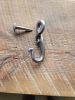 Hand Forged Iron Hook and Nail – Rustic Wrought Iron Wall Hook for Farmhouse Decor - Old West Iron