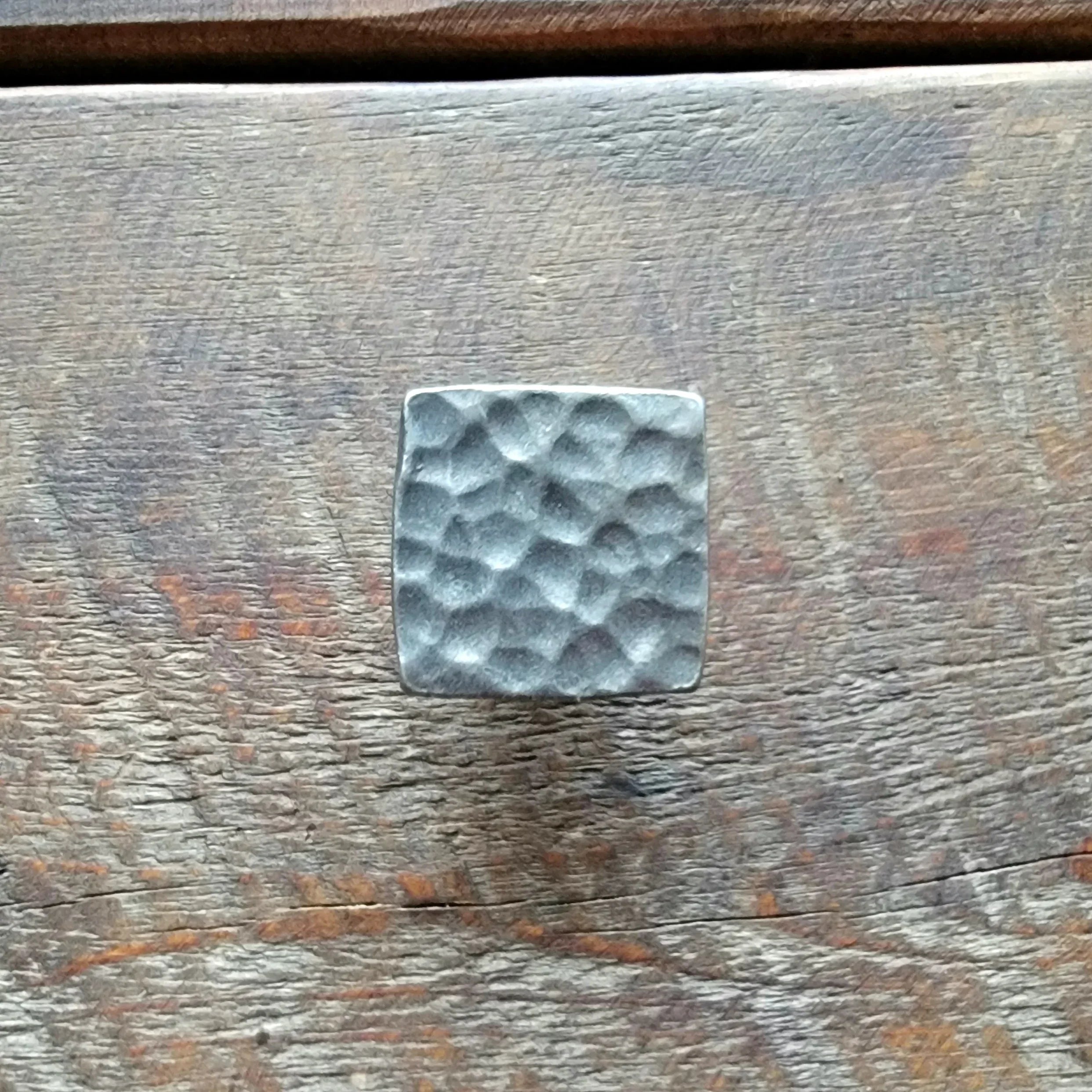 Square Hammered Modern Cabinet Knob - Old West Iron