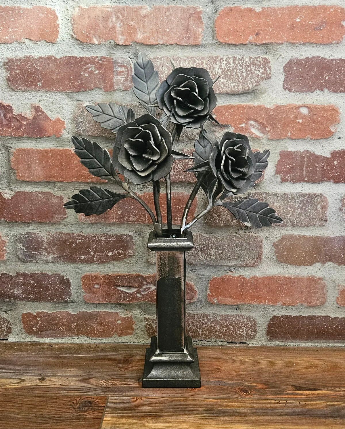 Iron Three Rose Bouquet- Hand Forged - Old West Iron