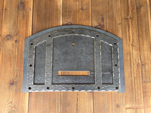 IN STOCK Custom Rustic Arched Hinged Pizza Oven Door - Old West Iron