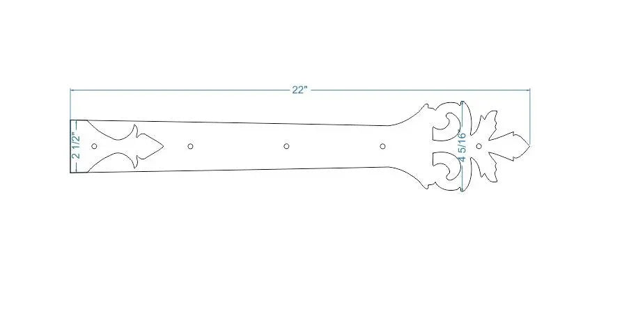 Roman Acanthus Wrought Iron Garage Door Dummy Hinge Strap - Old West Iron