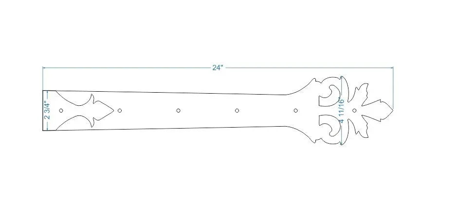 Roman Acanthus Wrought Iron Garage Door Dummy Hinge Strap - Old West Iron