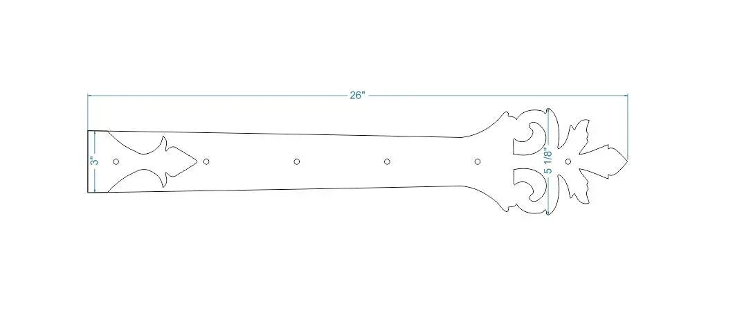 Roman Acanthus Wrought Iron Garage Door Dummy Hinge Strap - Old West Iron