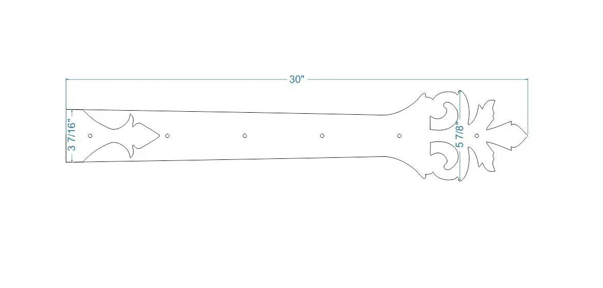 Roman Acanthus Wrought Iron Garage Door Dummy Hinge Strap - Old West Iron