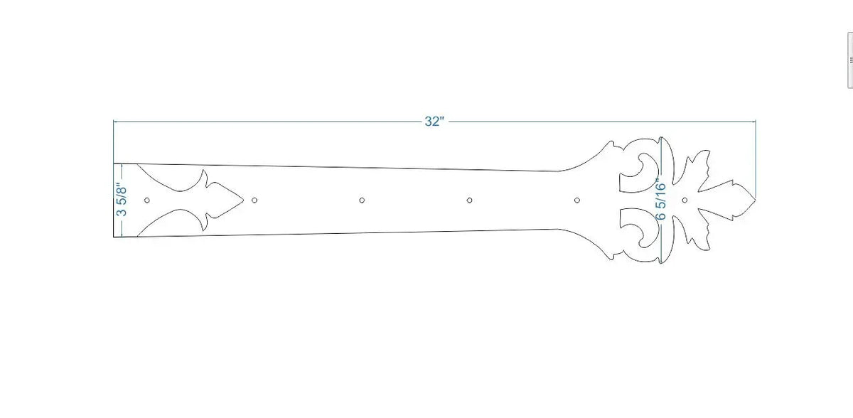 Roman Acanthus Wrought Iron Garage Door Dummy Hinge Strap - Old West Iron