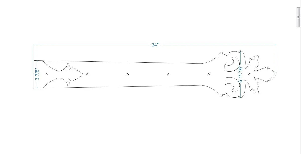 Roman Acanthus Wrought Iron Garage Door Dummy Hinge Strap - Old West Iron