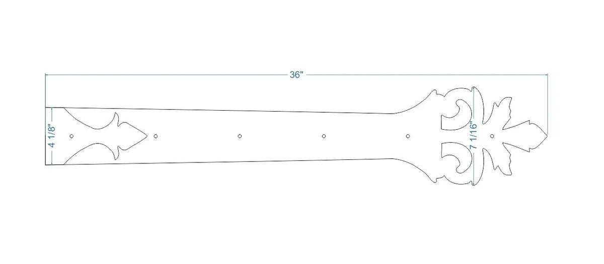 Roman Acanthus Wrought Iron Garage Door Dummy Hinge Strap - Old West Iron