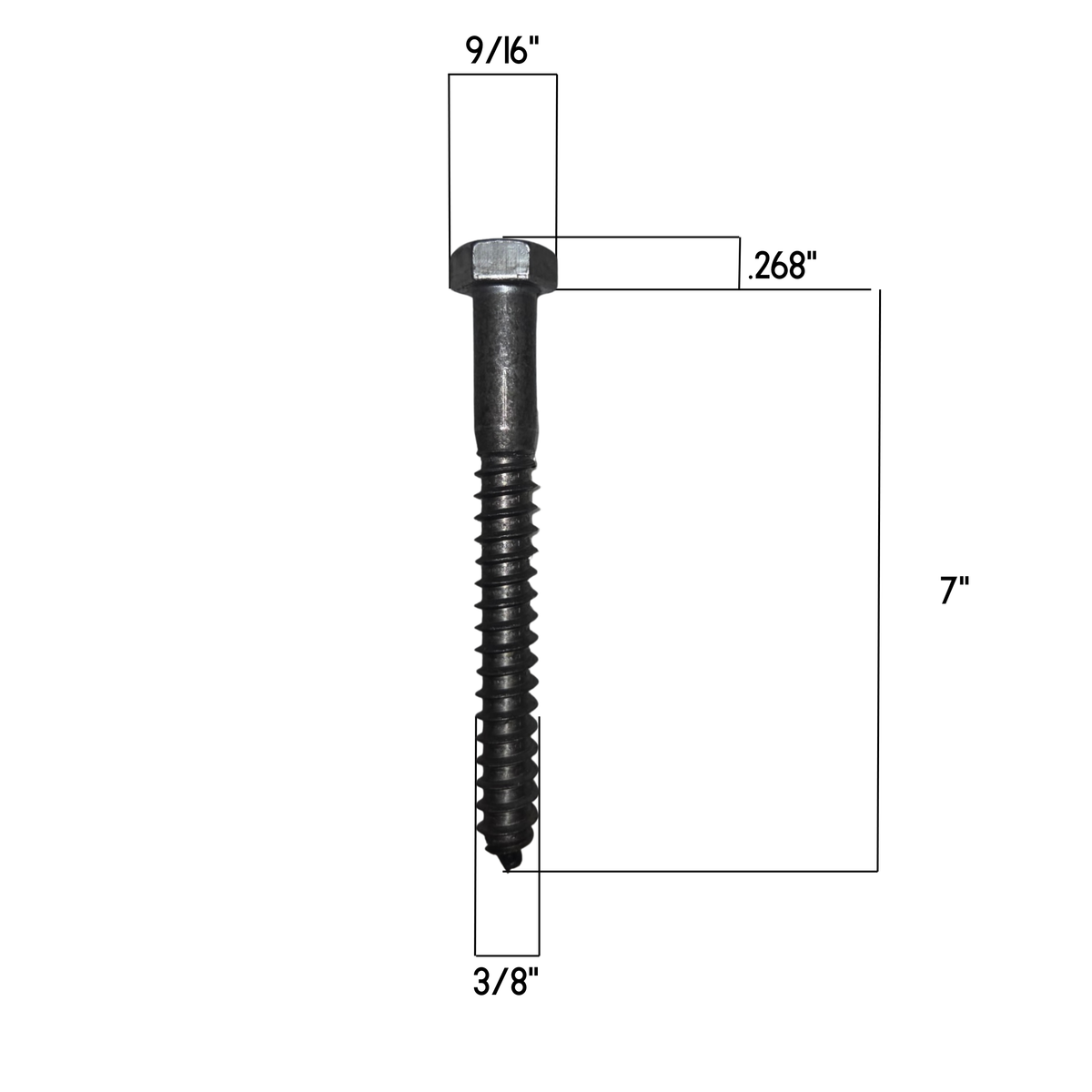 3/8" x 7" Hex Head Lag Bulk Box (100)