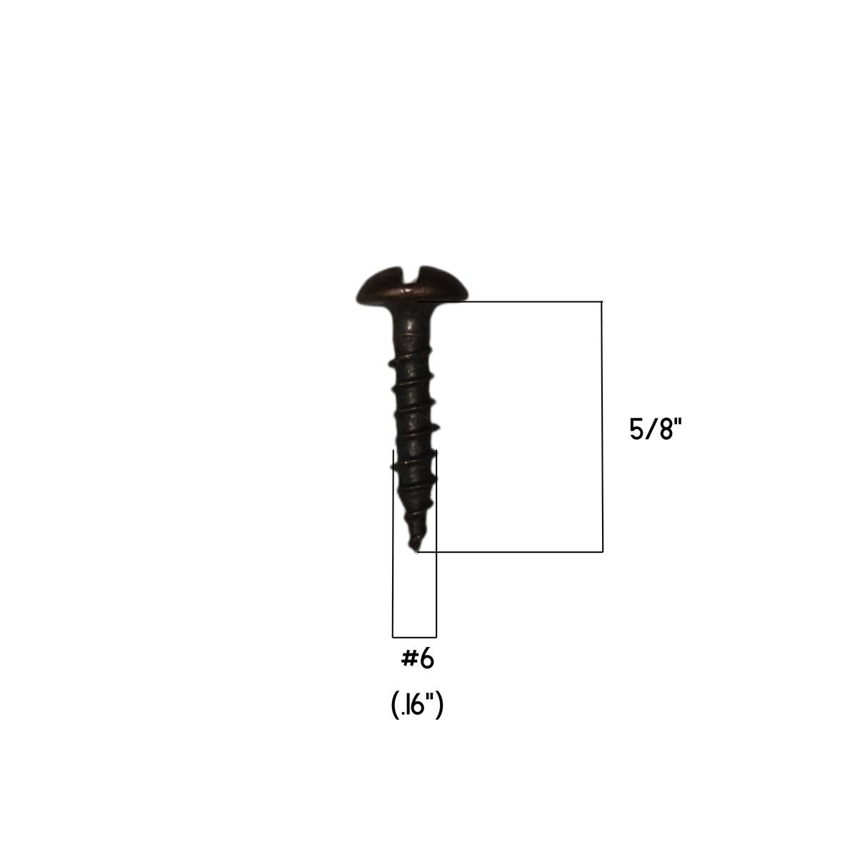 #6 x 5/8" Antique Copper Round Head Slotted Wood Screws - Pack of 25