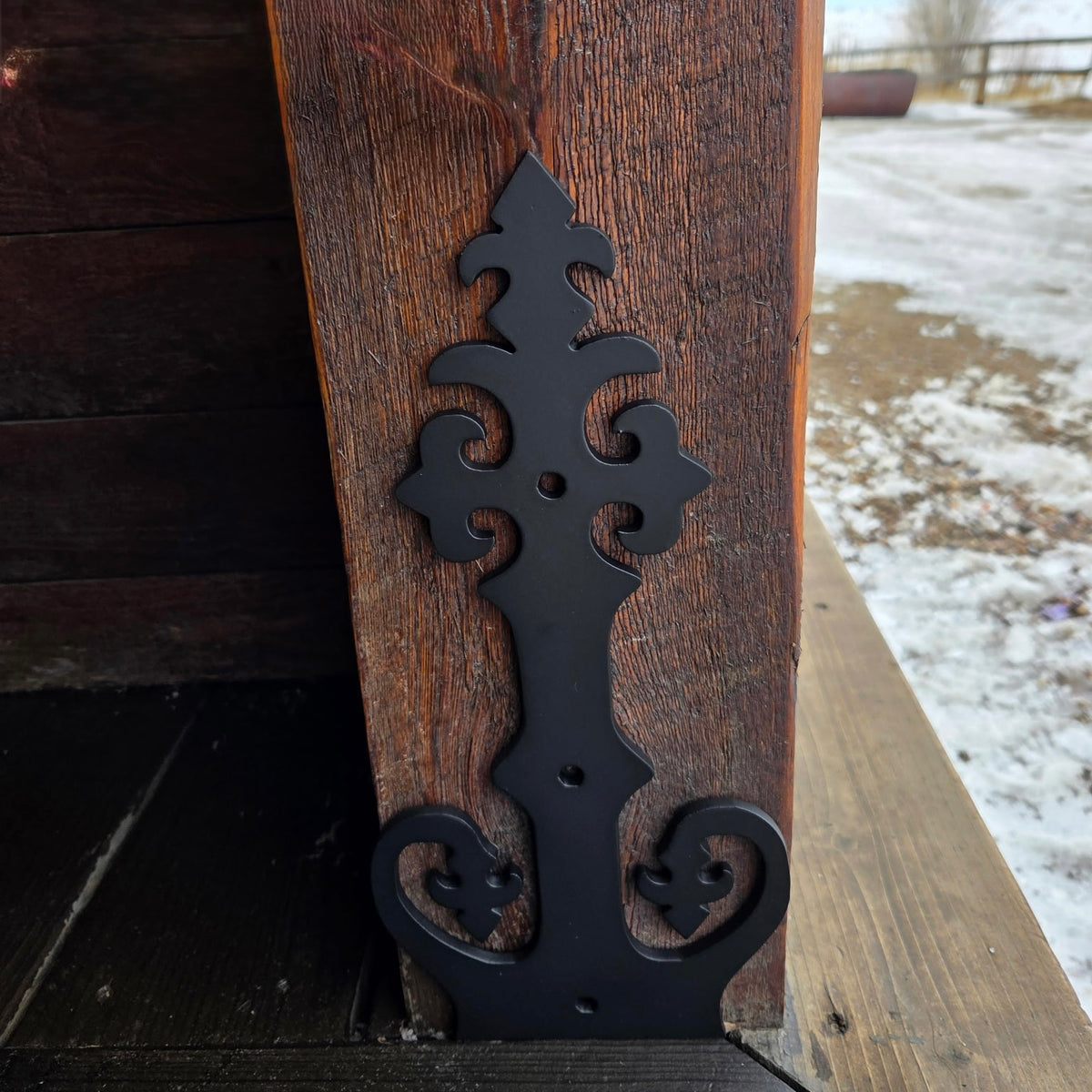Renaissance Iron Faux Post base - Straps Only, No Base  | Not Structural