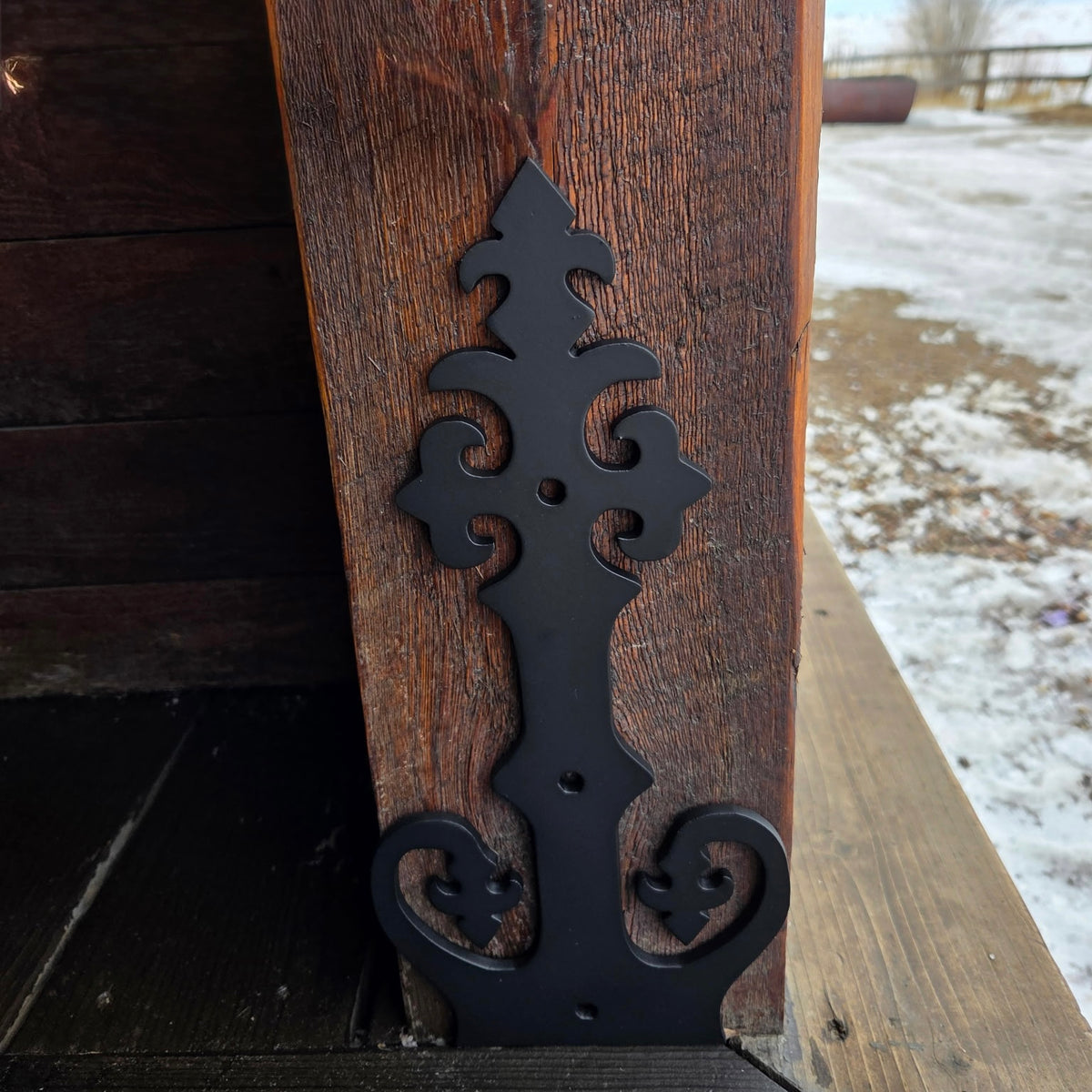 Renaissance Iron Faux Post base - Straps Only, No Base  | Not Structural