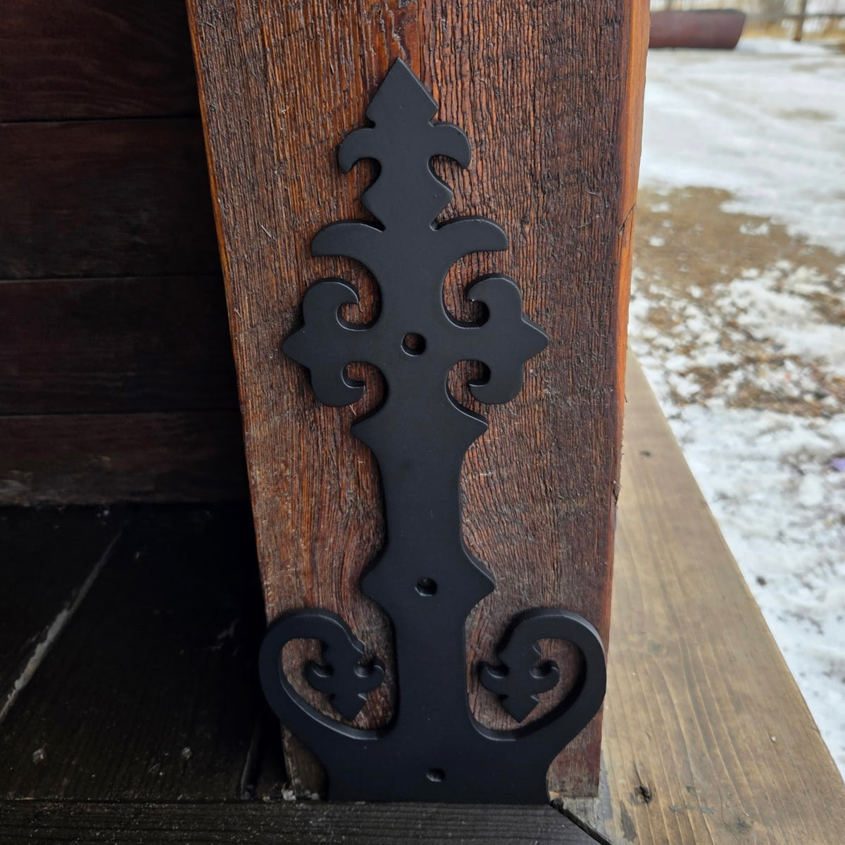 Renaissance Iron Faux Post base - Straps Only, No Base  | Not Structural