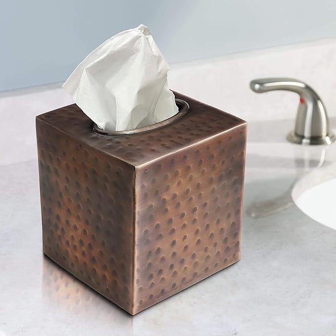 Decorative Hand Hammered Copper Tissue Box - Old West Iron