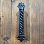 Greco-Persian Door Pull with Distressed Backplate - Old West Iron