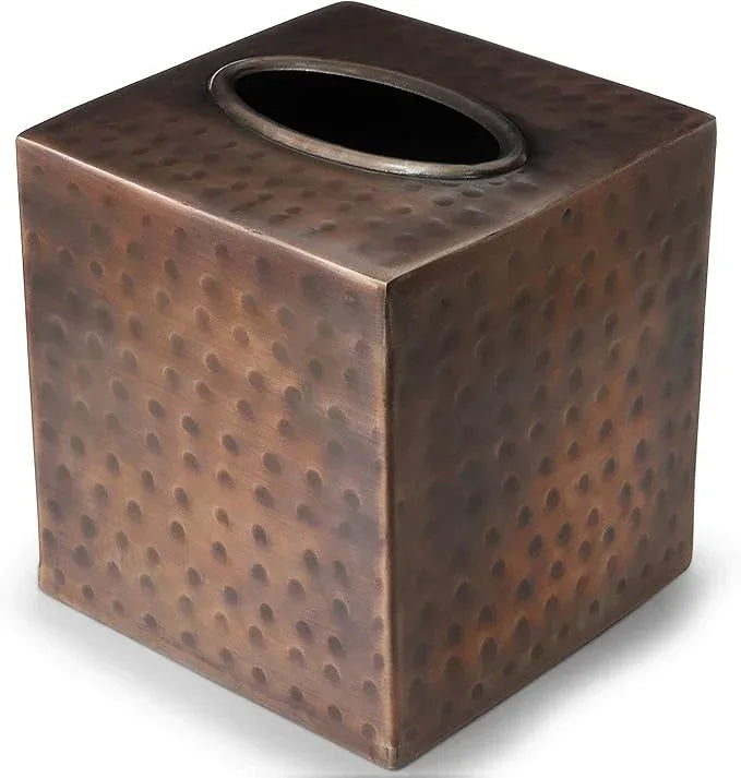 Decorative Hand Hammered Copper Tissue Box - Old West Iron