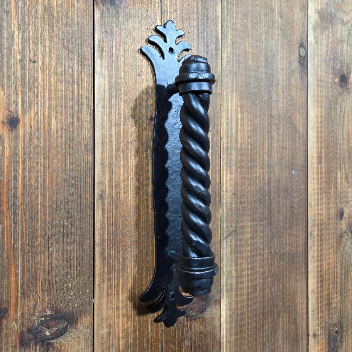 Greco-Persian Door Pull with Distressed Backplate - Old West Iron