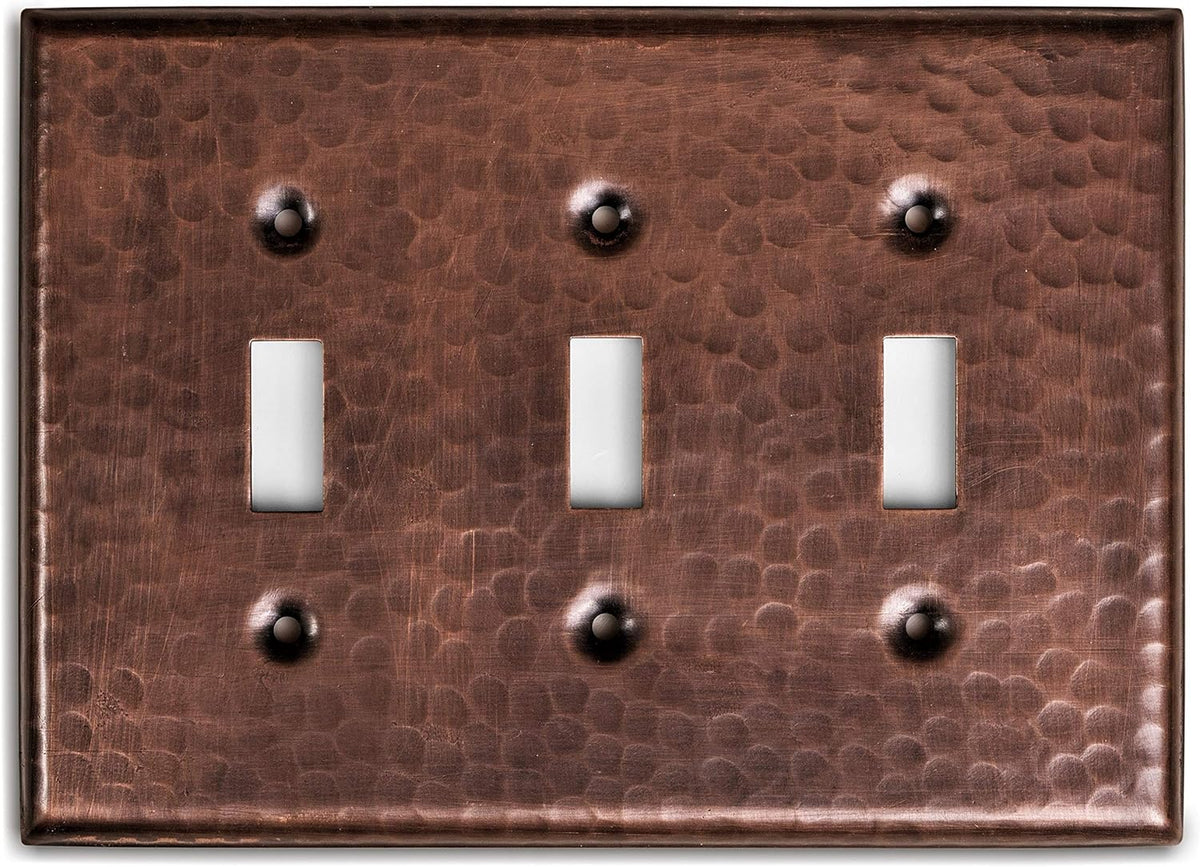 Triple Switch Hand Hammered Copper Toggle Switch Plate Toggle Switch Plates Switch Plates & Outlet Covers