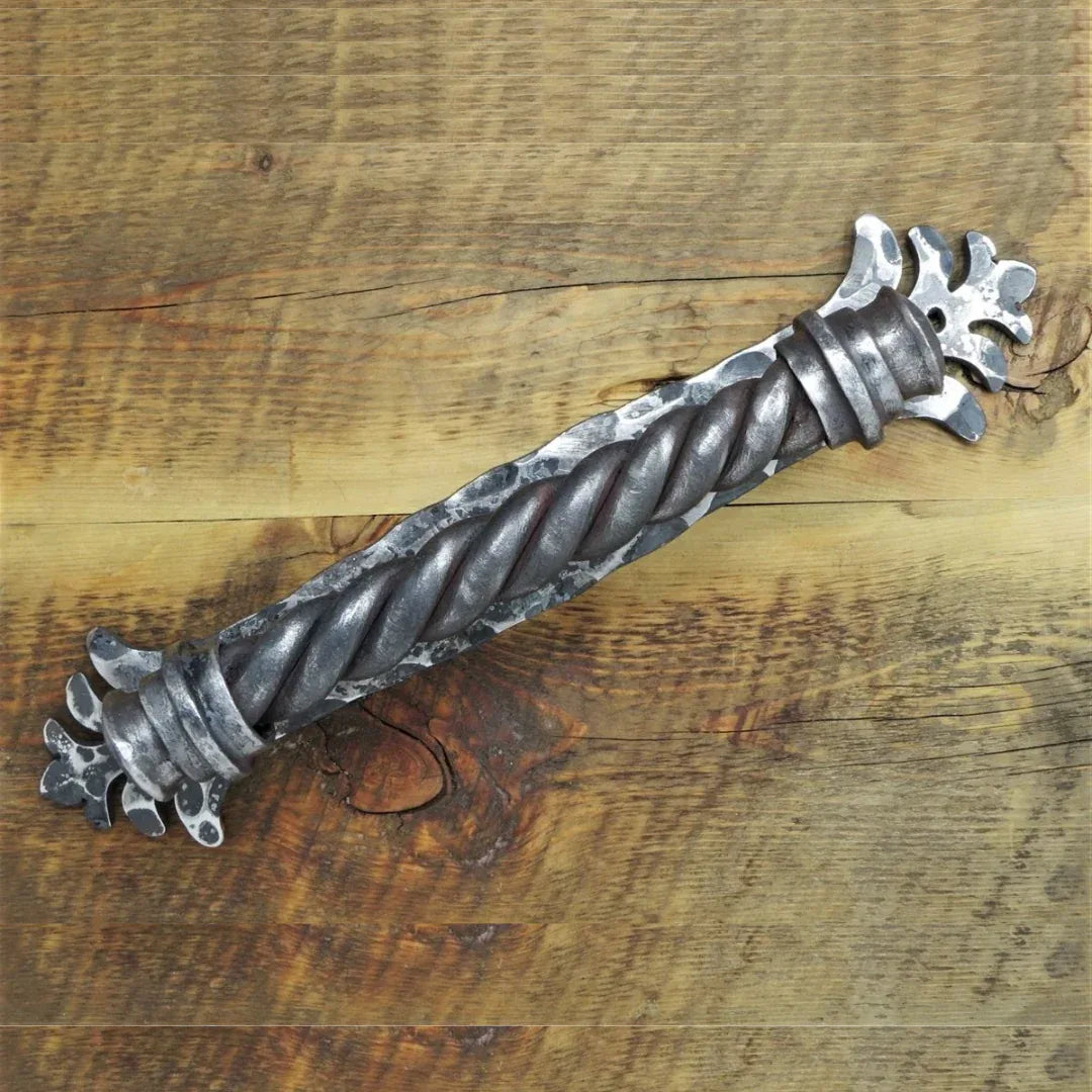 Greco-Persian Door Pull with Distressed Backplate - Old West Iron