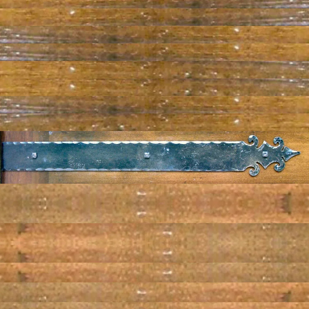Romanesque Wrought Iron Garage Door Dummy Hinge Strap - Old West Iron