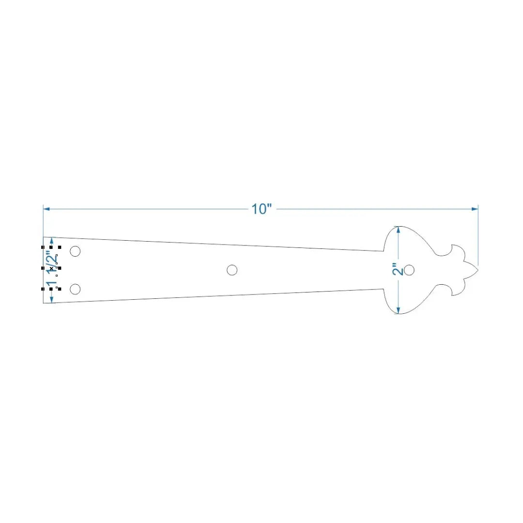 Art Nueveau Iron Garage Door Dummy Hinge Strap - Old West Iron