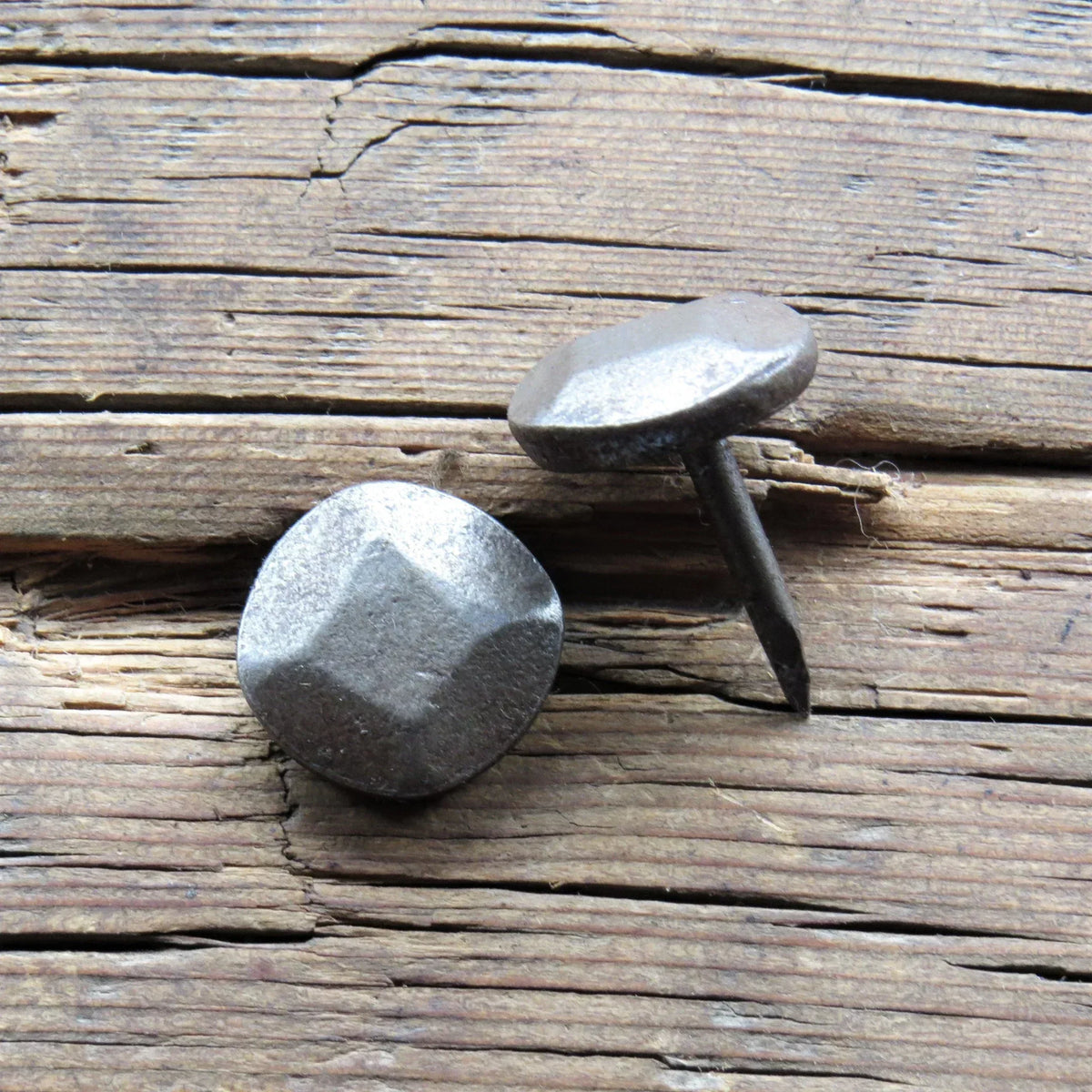 1 1/2" Round Flat Hammered Clavos, Clear Wax QTY (50) - Old West Iron