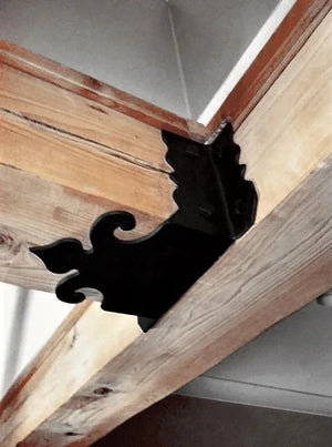 Florence Fleur-de-Lis Iron Joist Hanger – Hand-Forged Decorative Beam Bracket - Old West Iron