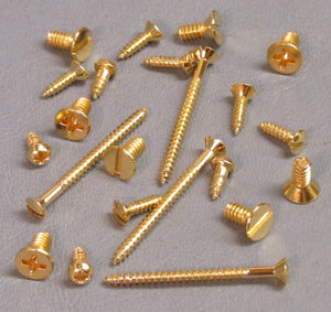 Set of 25 Slotted Oval Head Sheetmetal Screws, Gold Plated - #3 x 3/8"