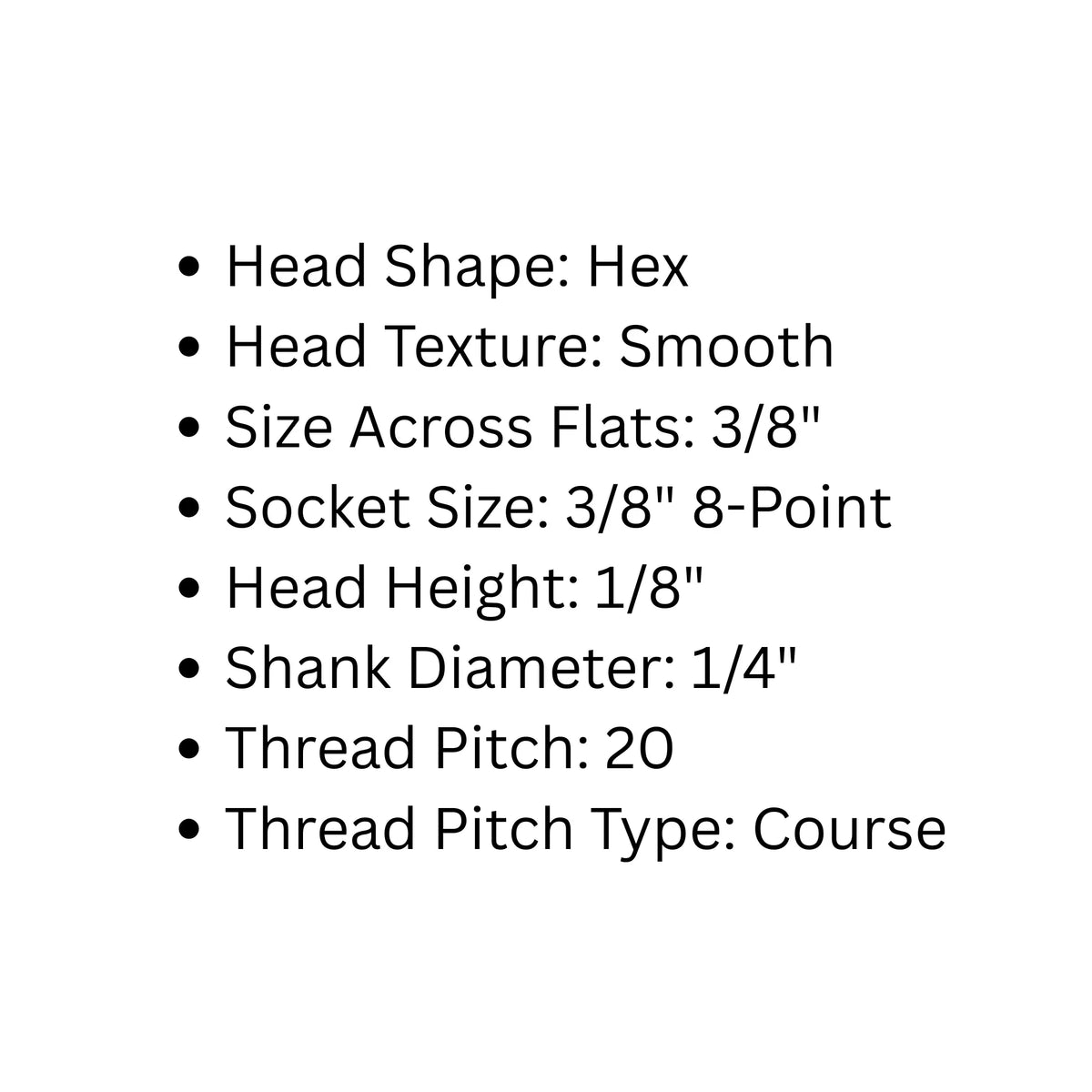 1/4" Dia. Smooth Hex Head Bolt - Old West Iron