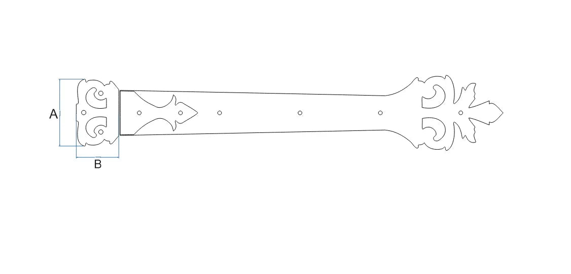 Roman Acanthus Wrought Iron XL Functioning Hinge Strap - Old West Iron