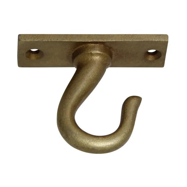 2" Cast Iron Ceiling Hook - Antique Brass Finish - Old West Iron
