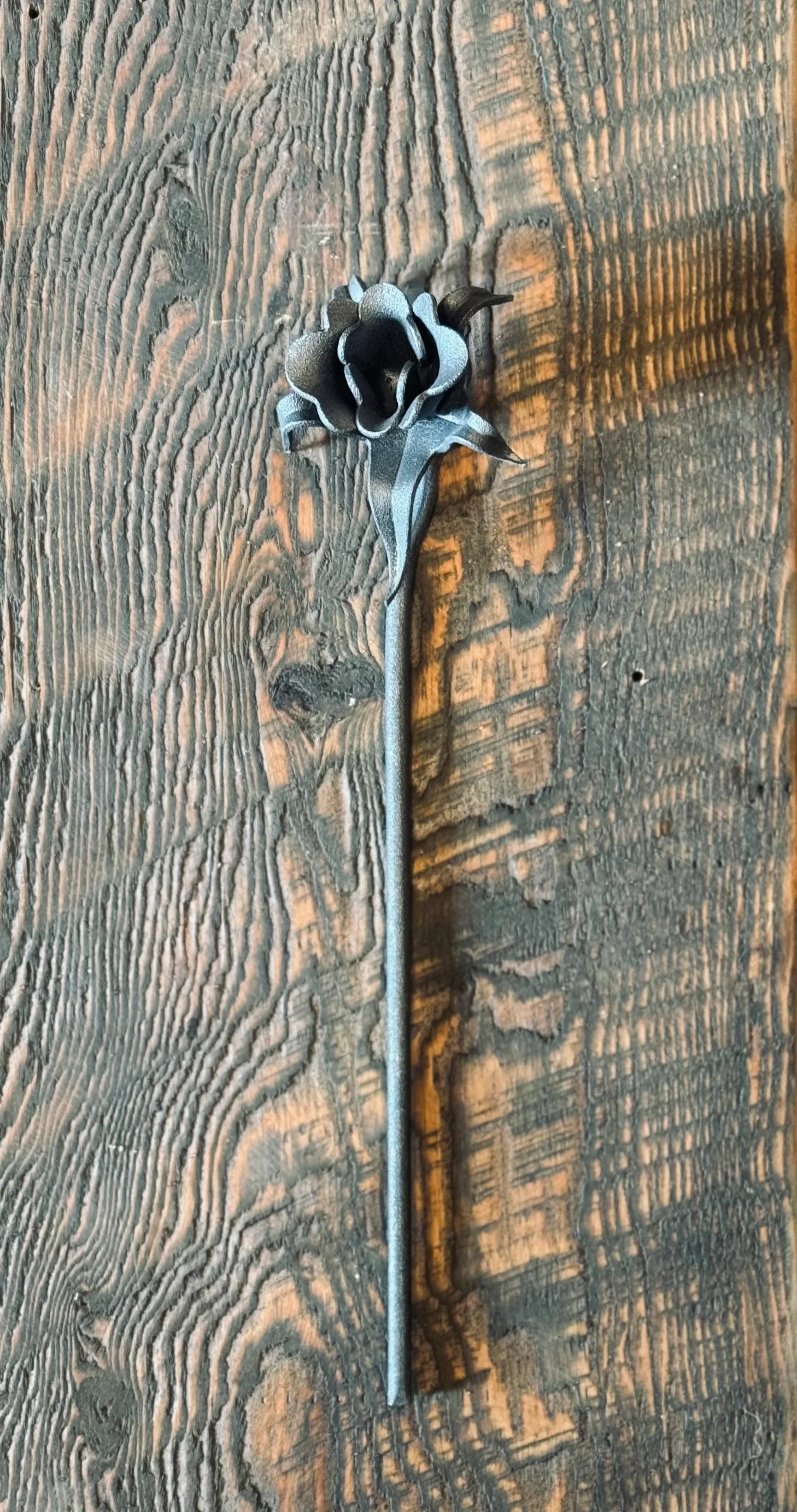 Classic Long Stem Iron Rose Bud - Old West Iron