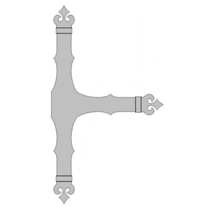 Correa en "T" de hierro decorativa barroca - 6" x 2"