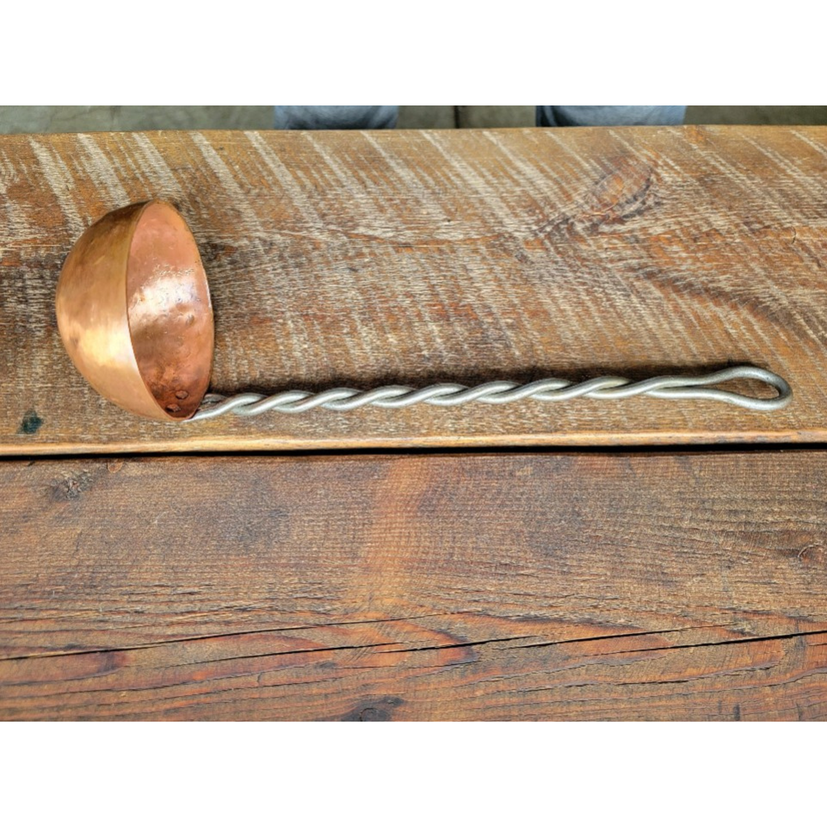 Hand Forged Twisted Iron and Copper Ladle