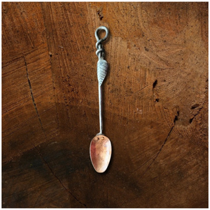 Hand Forged Solid Copper Serving Spoon With Steel Leaf Handle