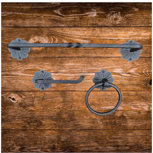 Iron Bathroom Set of 3 Victorian Style - Left-facing TP / 12" bar