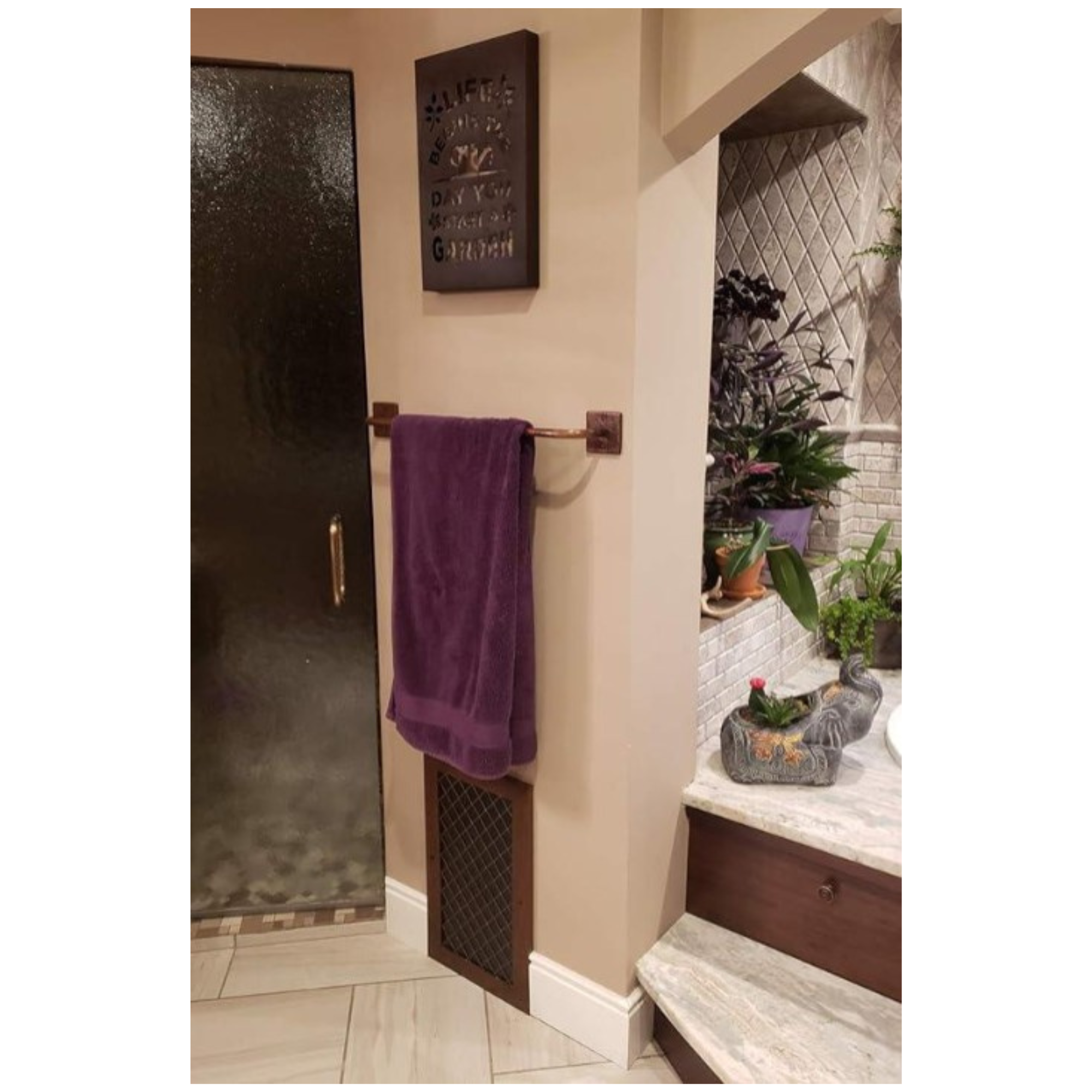 Hand Hammered Copper Towel Bar, Oil Rubbed Bronze Finish