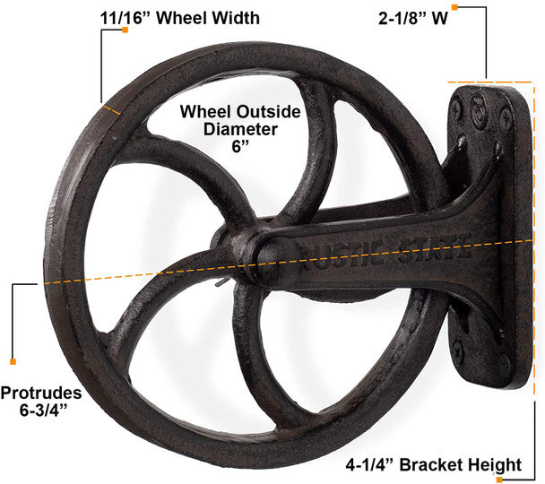 Pulley Wheel and Bracket - Cast Iron - 6"
