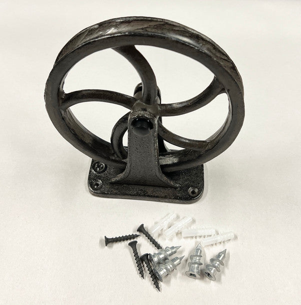 Pulley Wheel and Bracket - Cast Iron - 6"