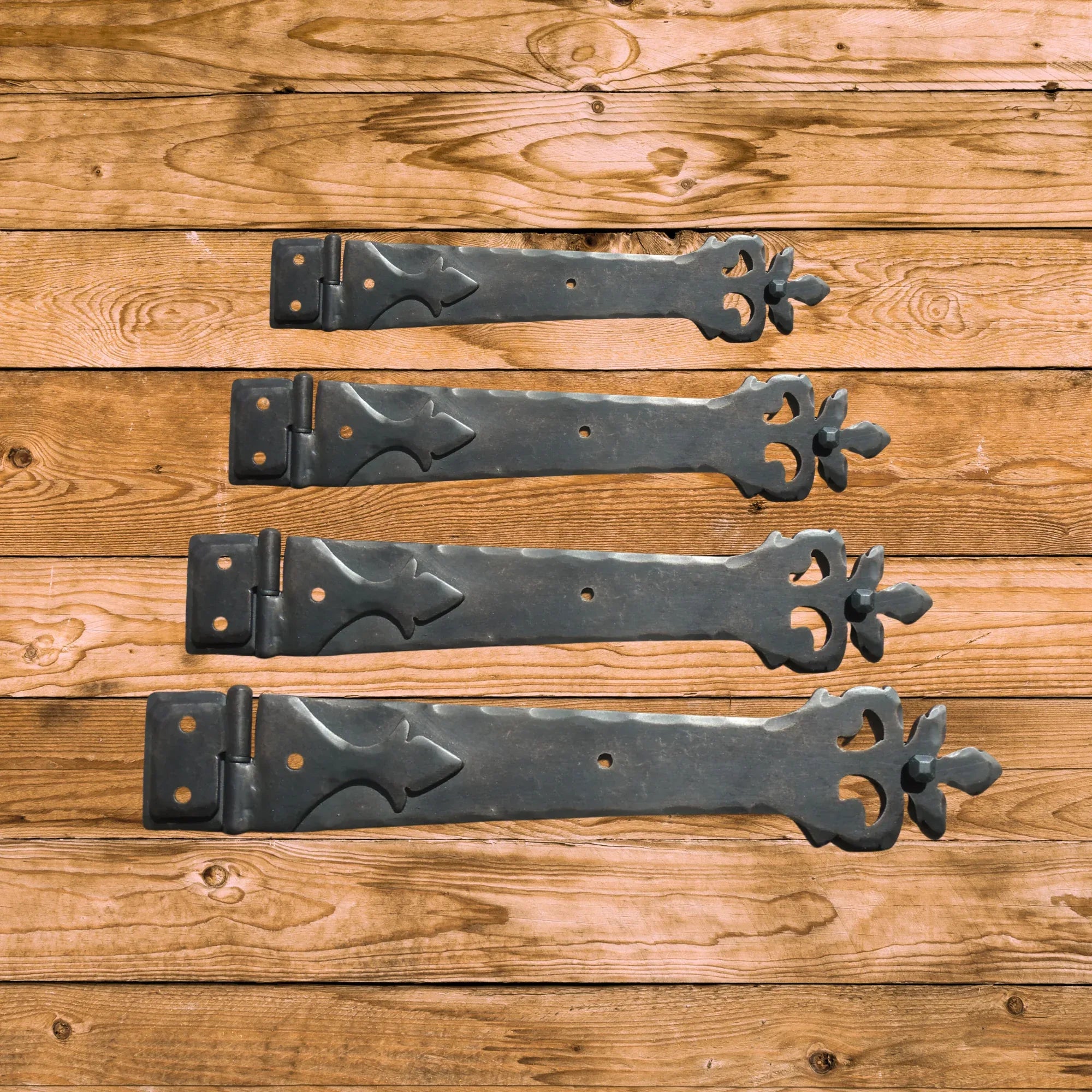Roman Acanthus Wrought Iron Functioning Hinge Strap - Old West Iron
