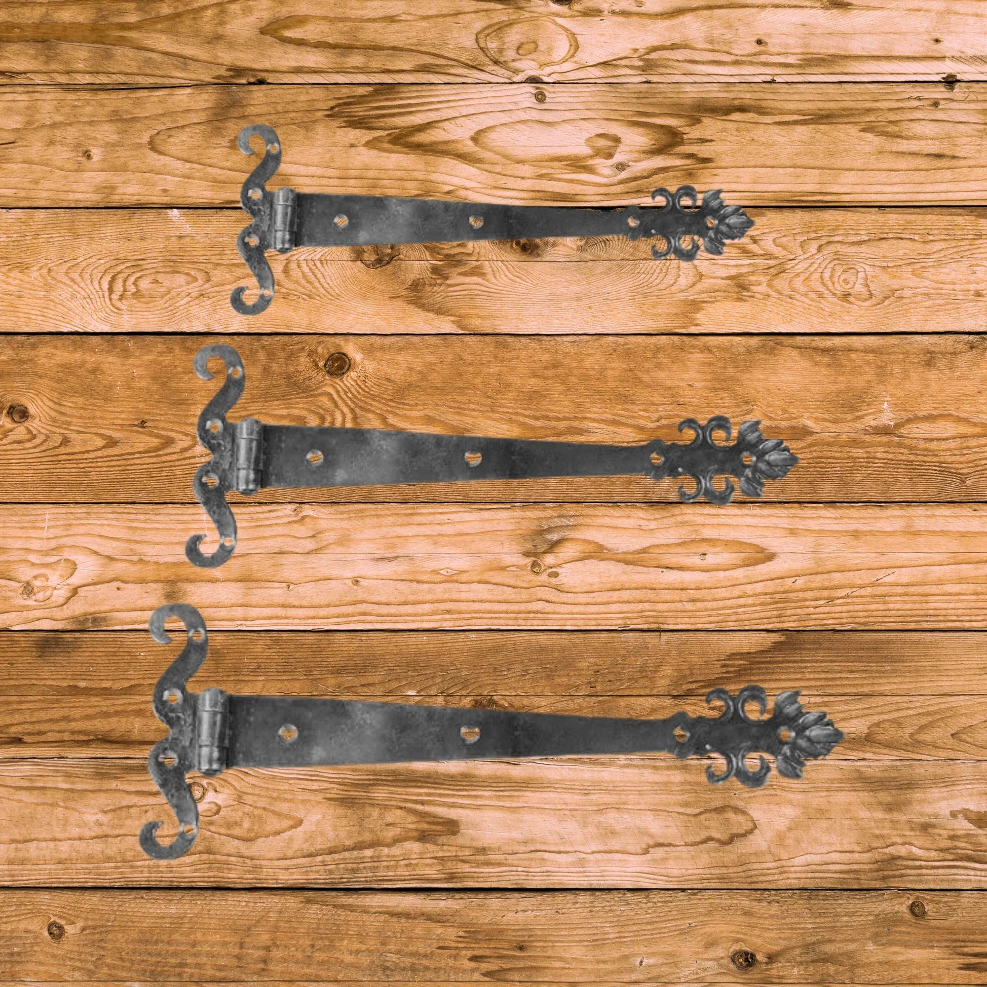 Romantic Wrought Iron Functioning Hinge Strap - Old West Iron
