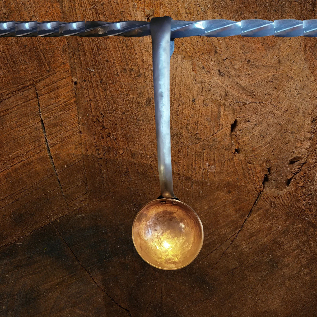 Hand Forged Solid Copper Egg Spoon With Steel Hook Handle - Small - Old West Iron